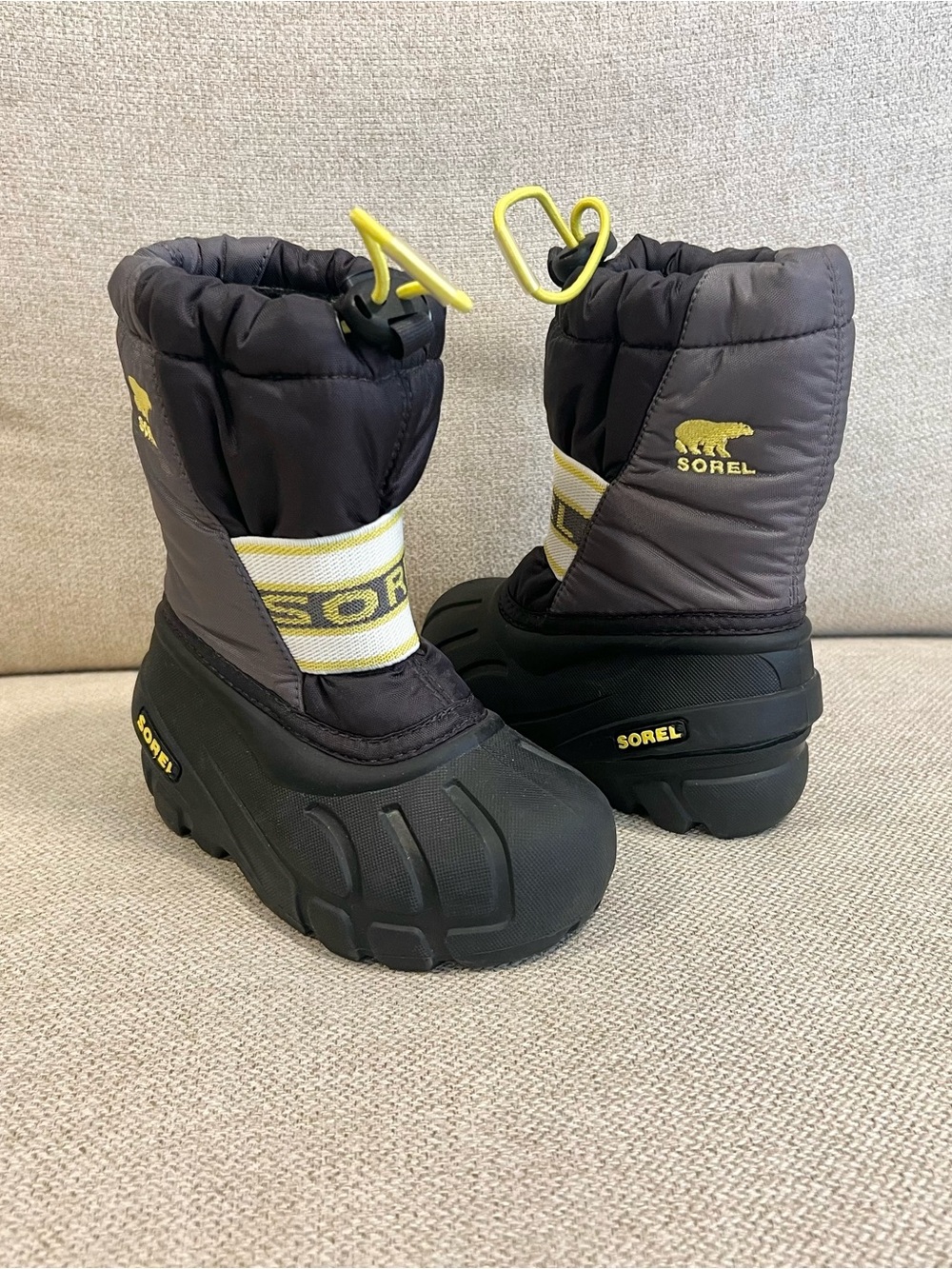 Sorel Toddler Snow Commander Winter Boots Gray/Black Waterproof Insulated Size 8